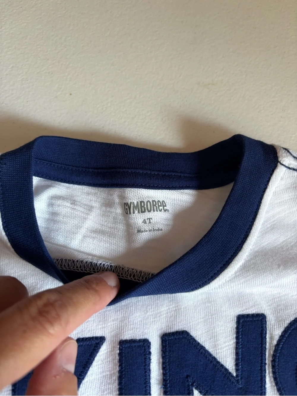 Gymboree White Tee with Navy 